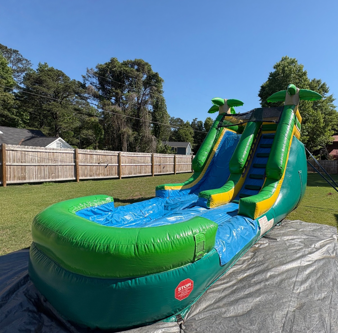 14 foot tropical water slide with splash pool