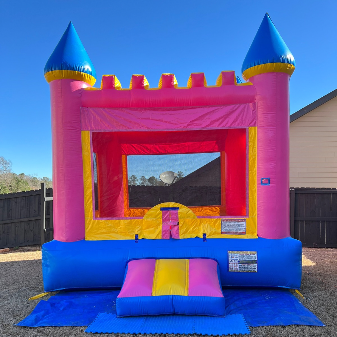Pink and Yellow Princess Castle bounce house